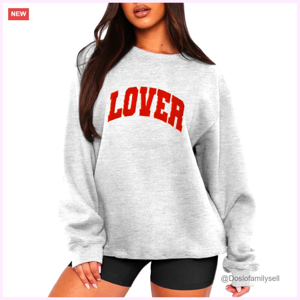 Oversized Chenille Patch Pullover Sweatshirt Long… - image 1